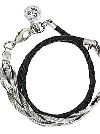 bracelet torsade triple noir argenté