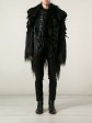 Black human hair and coq and nagoire feather coat